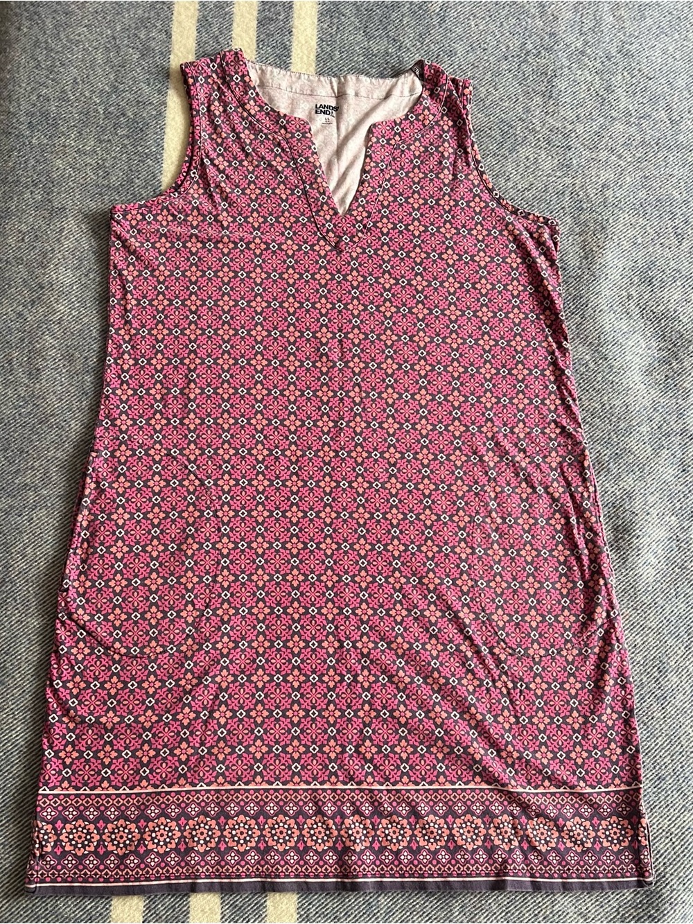 Lands End cotton tank dress with pockets, size large